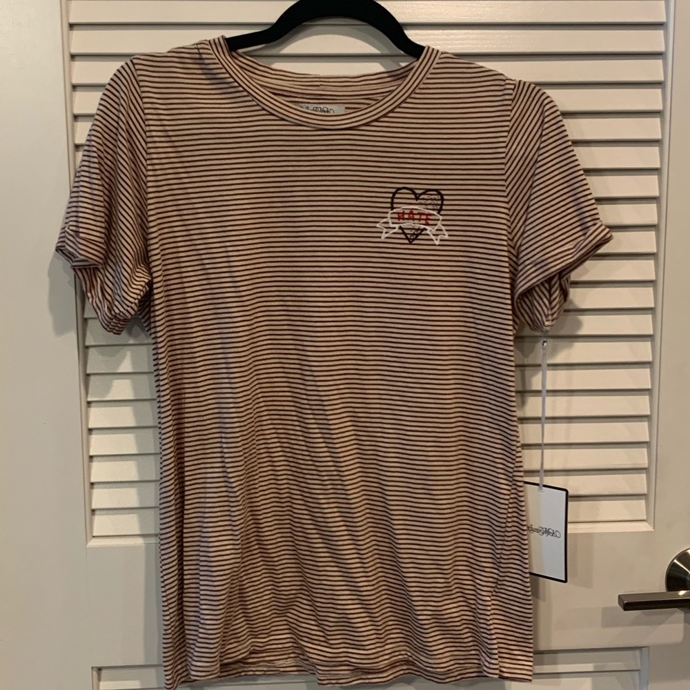 Lauren Moshi NWT Striped Hate Heart Shirt - Medium